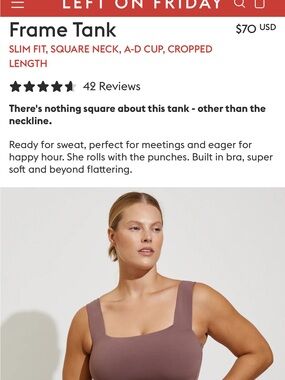 Left On Friday Frame Tank in Mauve - Slim Square-Neck Crop